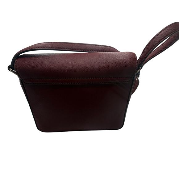 Kate Spade New York Crossbody Bag Burgundy Leather Purse Flap Shoulder Bag - Picture 5 of 14